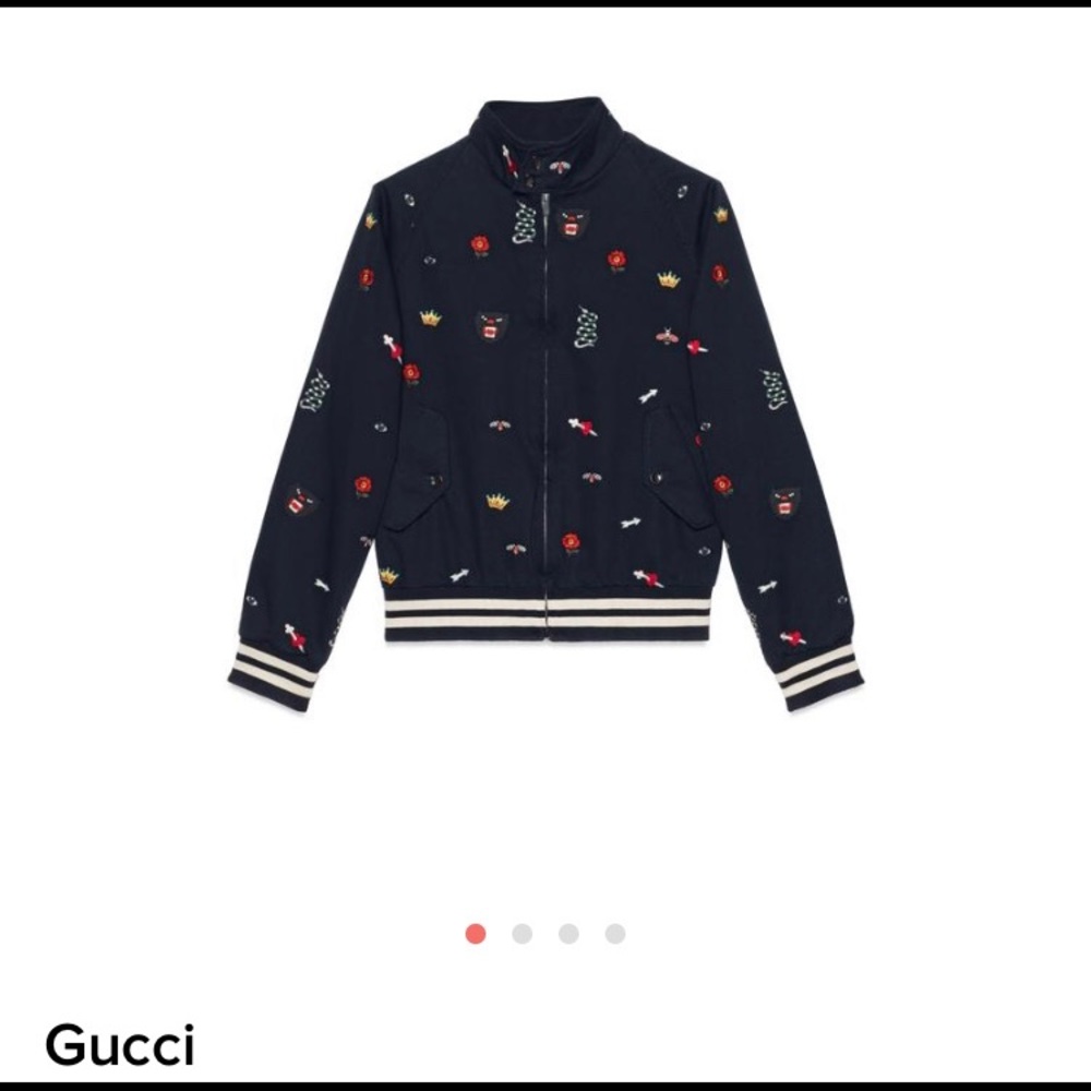 GUCCI BLUE EMBROIDERED MEN BOMBER JACKET